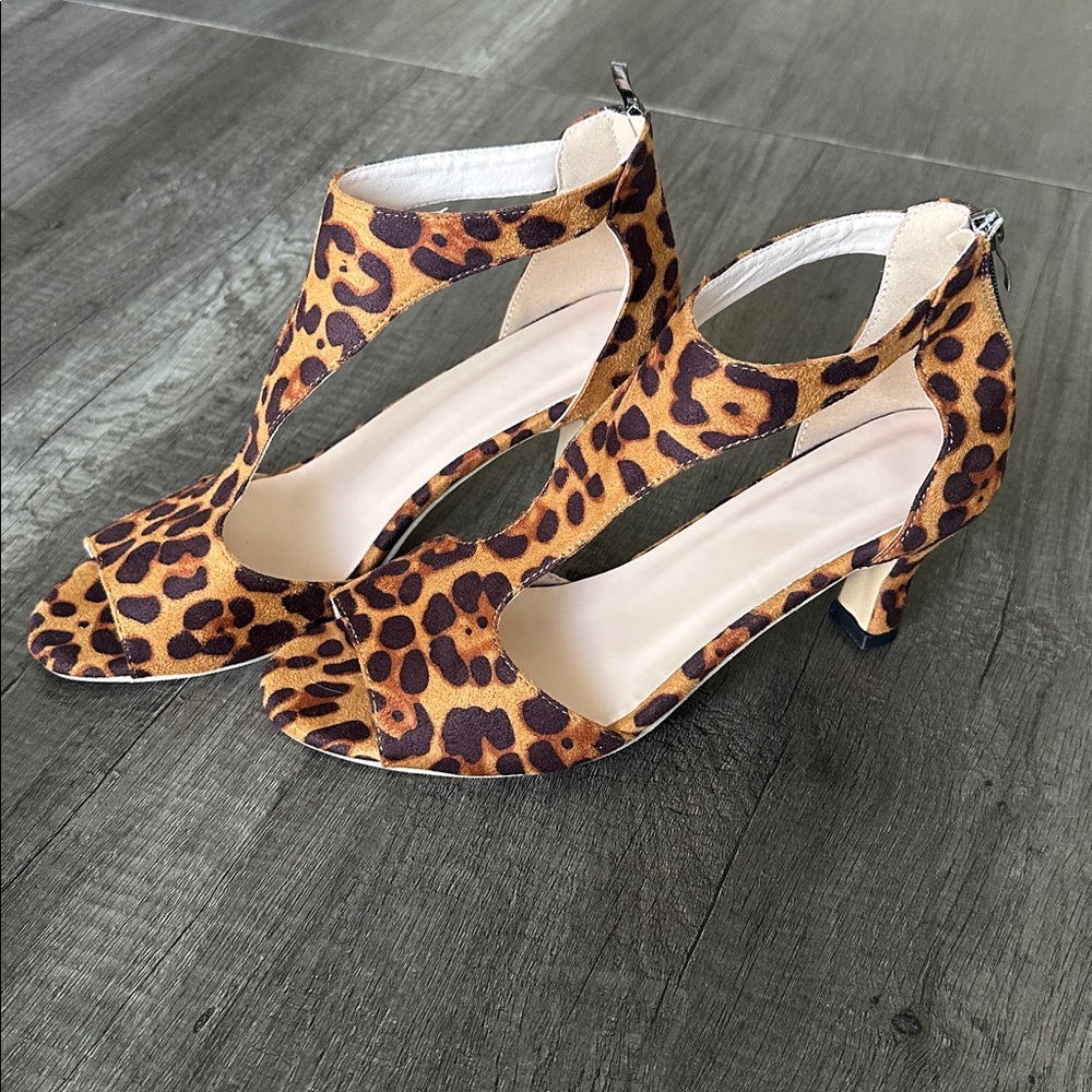 Leopard Print Open-Toe Women's Shoes